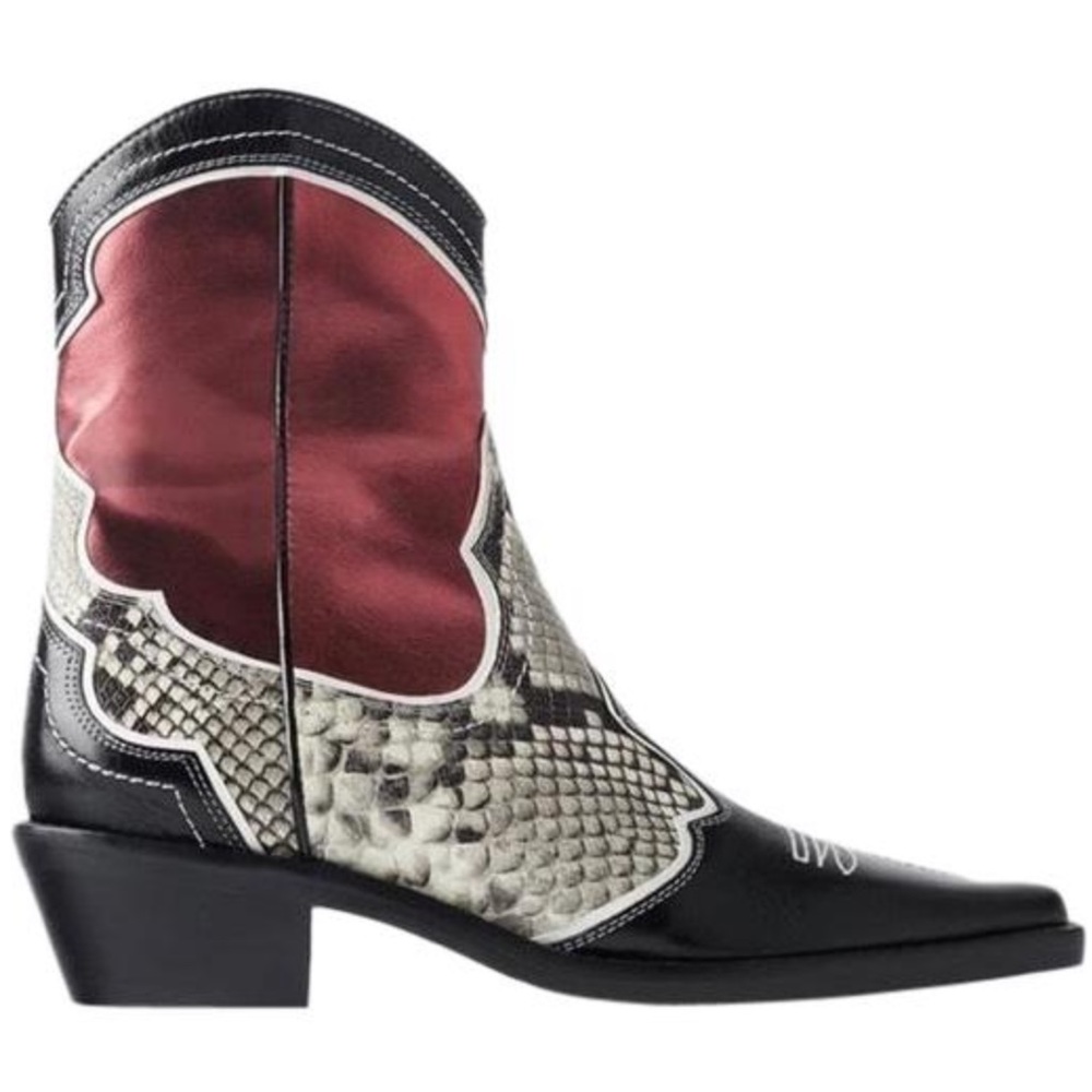 Zara piece cowboy boots snake skin and burgundy size 6 EU37